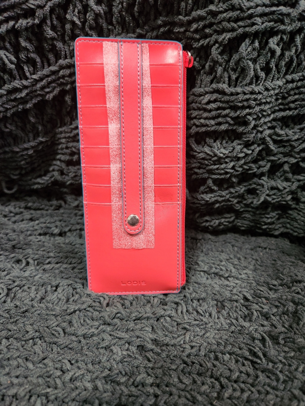 Lodis Red Leather Snap-Strip Card Wallet